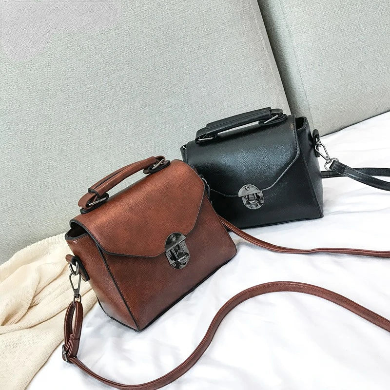 PU Leather Crossbody Bag for Women Lock Shoulder Bag Small Travel Bag
