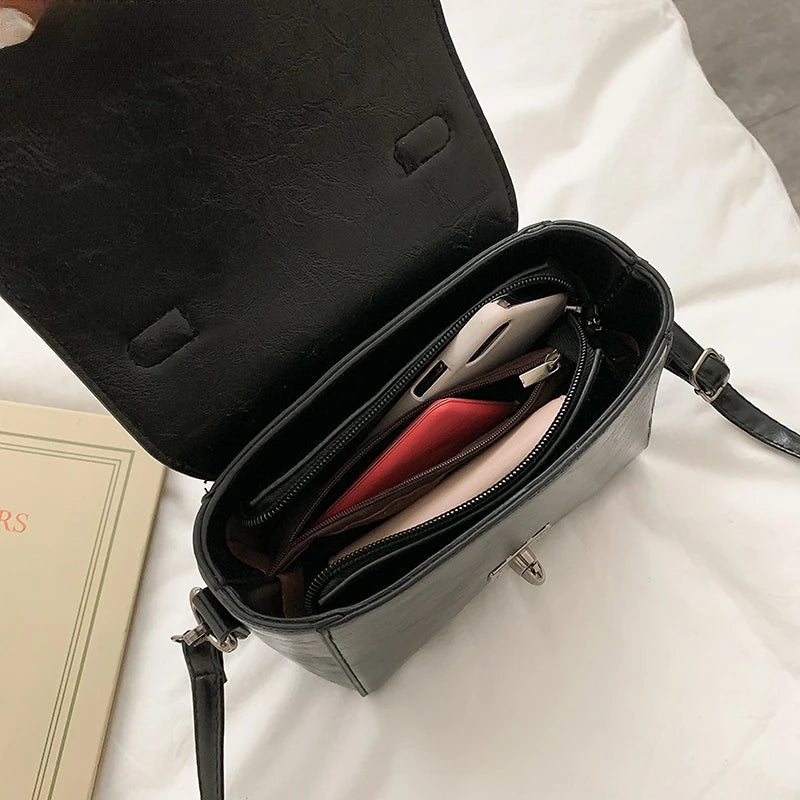 PU Leather Crossbody Bag for Women Lock Shoulder Bag Small Travel Bag