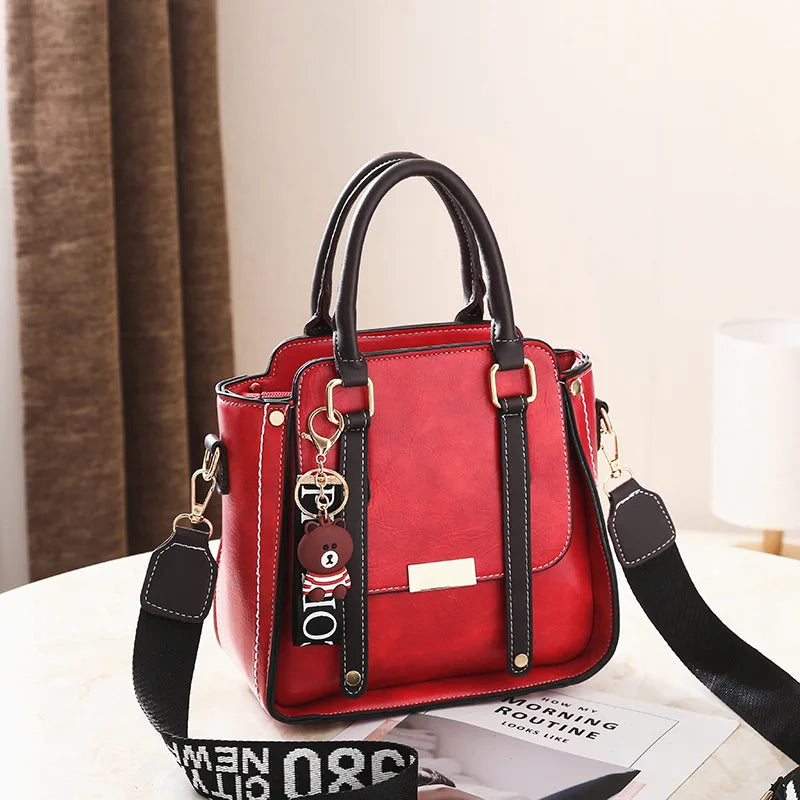 PU Leather Leisure Female Shoulder Bag with Wrist Strap