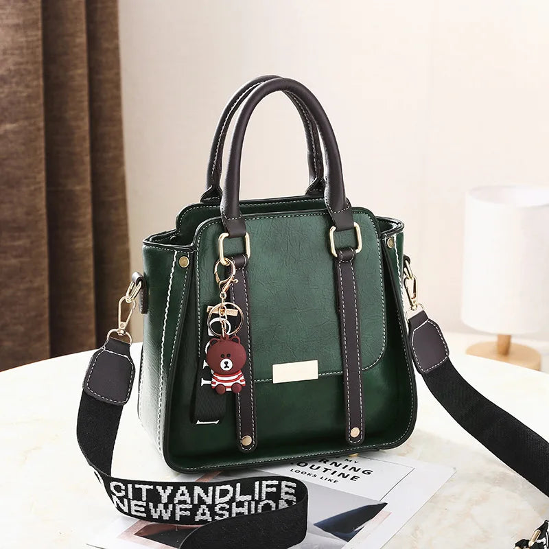 PU Leather Leisure Female Shoulder Bag with Wrist Strap