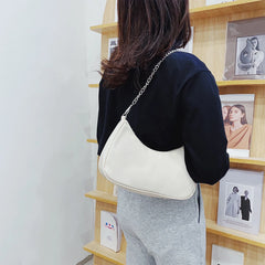 PU Leather Handbag Women Underarm Bag Retro Solid Ladies Handbags