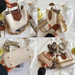 Vintage Chain Shoulder Bag PU Leather Crossbody Tote Bag