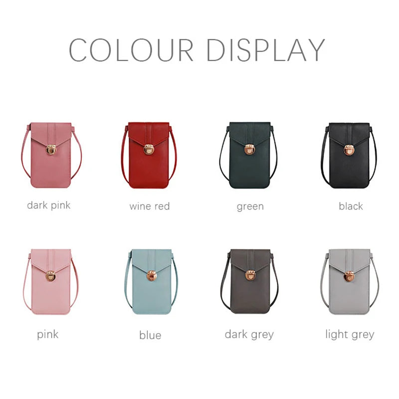 PU Leather Crossbody Bags Touch Screen Smartphone Wallet Shoulder Handbag