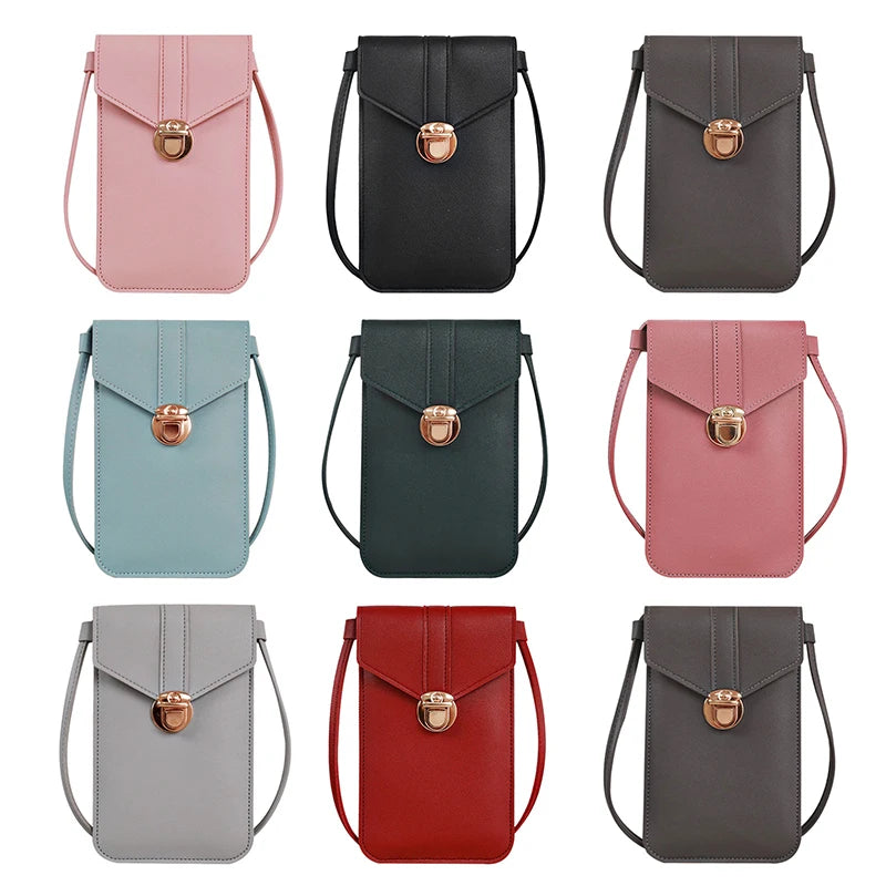 PU Leather Crossbody Bags Touch Screen Smartphone Wallet Shoulder Handbag