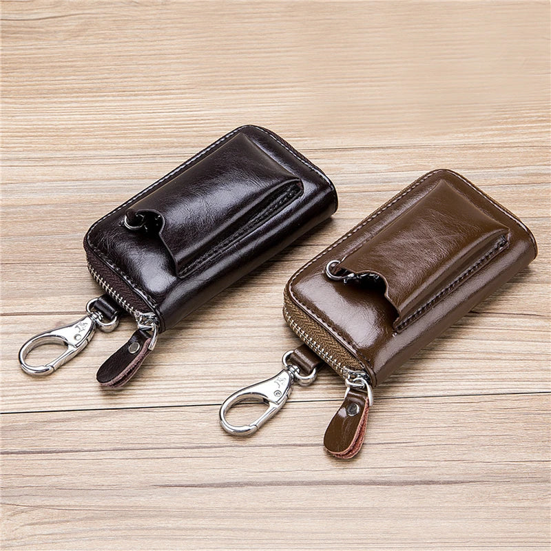 PU Leather Key Wallets Men Car Key Holders Cowhide Multifunction Zipper