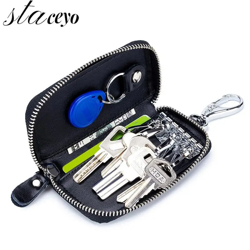 PU Leather Key Wallets Men Car Key Holders Cowhide Multifunction Zipper