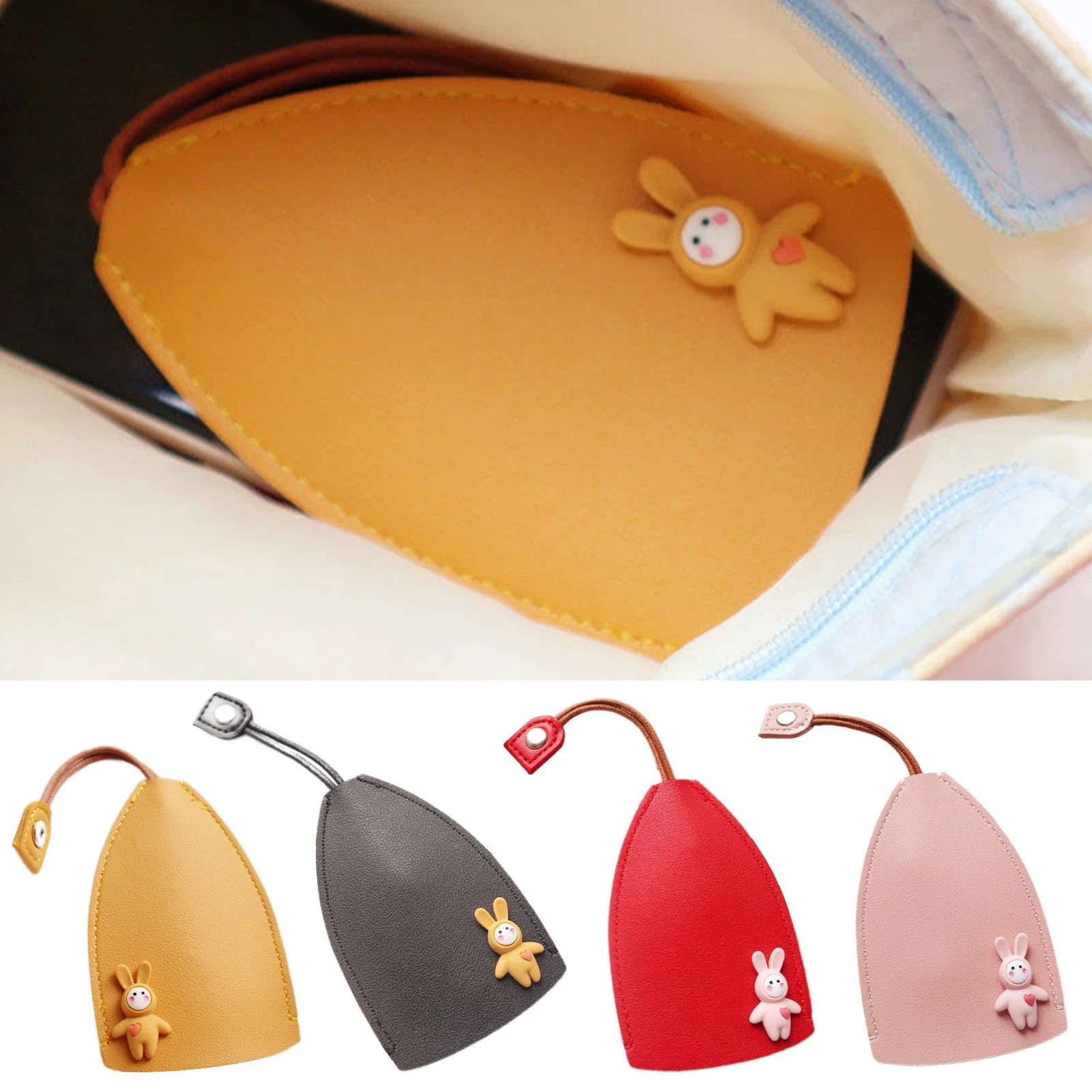 Cartoon PU Leather Keychain Pouch for Cars - Large Capacity
