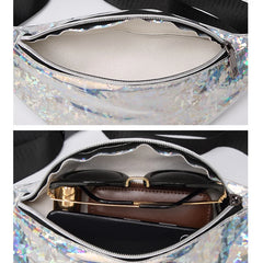 PU Leather Laser Shoulder Crossbody Bag Multicolor Travel Waist Pack