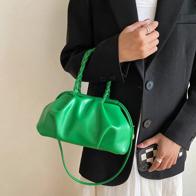 PU Leather Women's Crossbody Bag Soft Clutch Purse Twist Handle Shoulder Bag