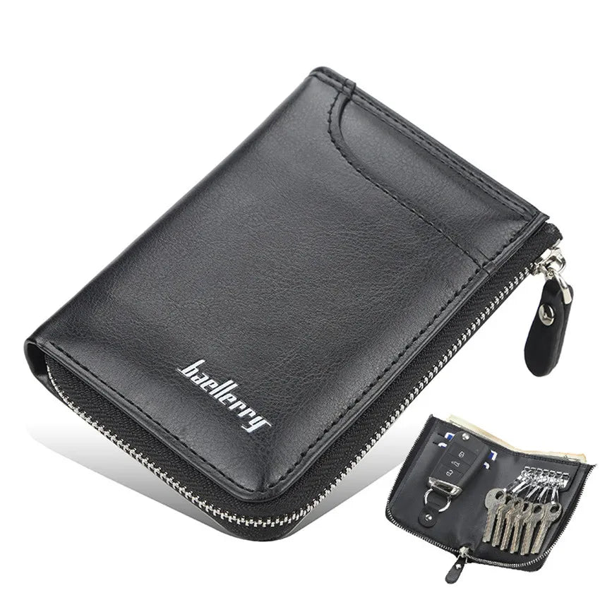 Vintage Men Key Organizer Bag Car Key Case Key Wallet Big Capacity Zipper Key Ho