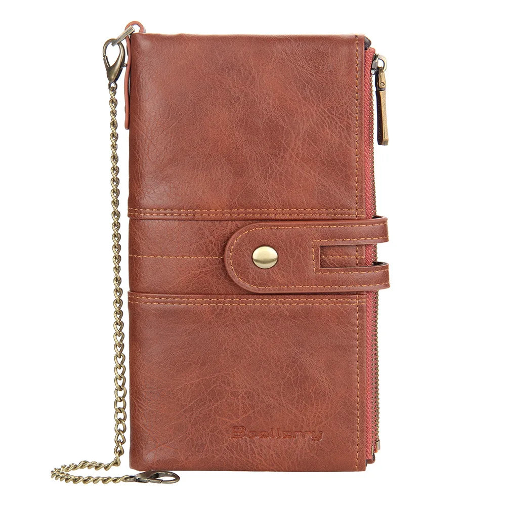 Vintage Envelope Clutch Men's Wallet Double Zipper Chain Purse