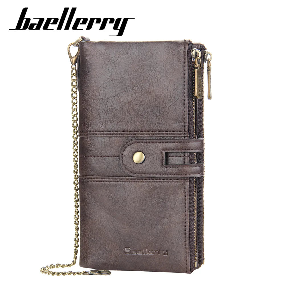 Vintage Envelope Clutch Men's Wallet Double Zipper Chain Purse