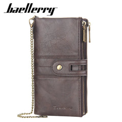 Vintage Envelope Clutch Men's Wallet Double Zipper Chain Purse