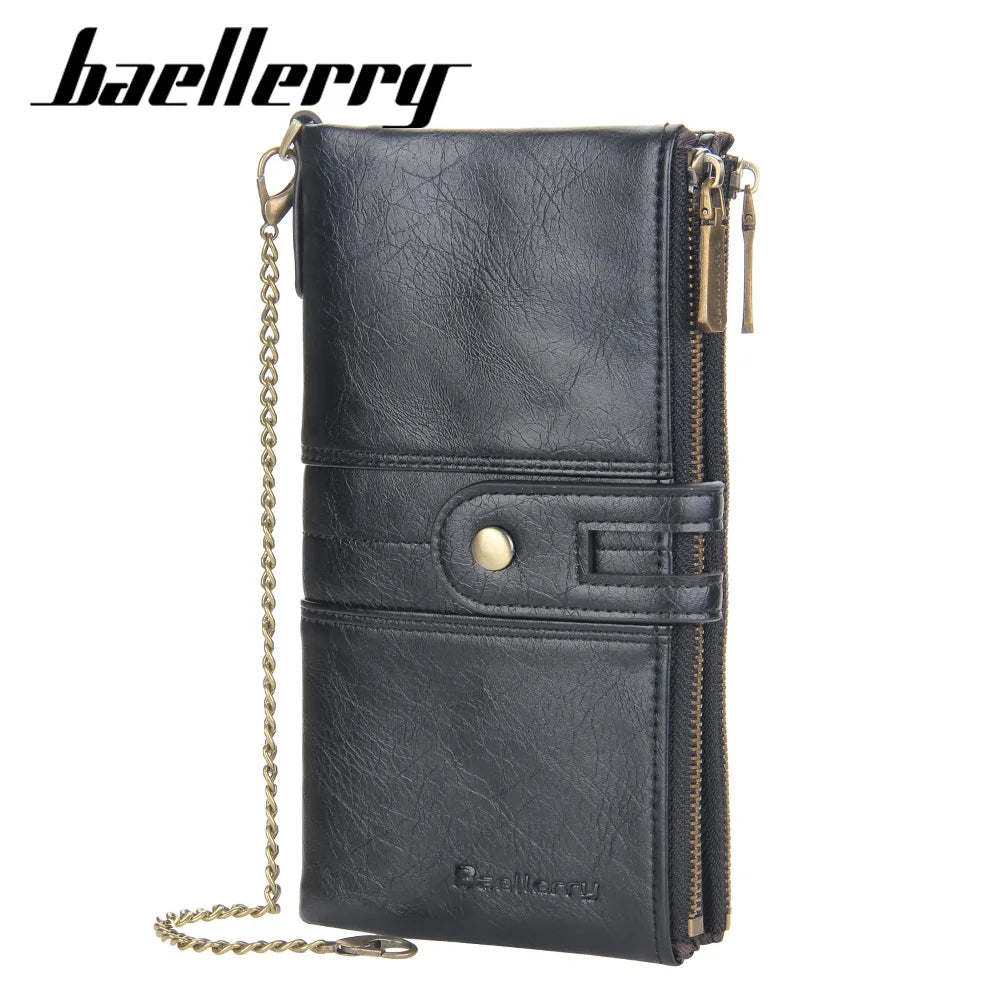 Vintage Envelope Clutch Men's Wallet Double Zipper Chain Purse