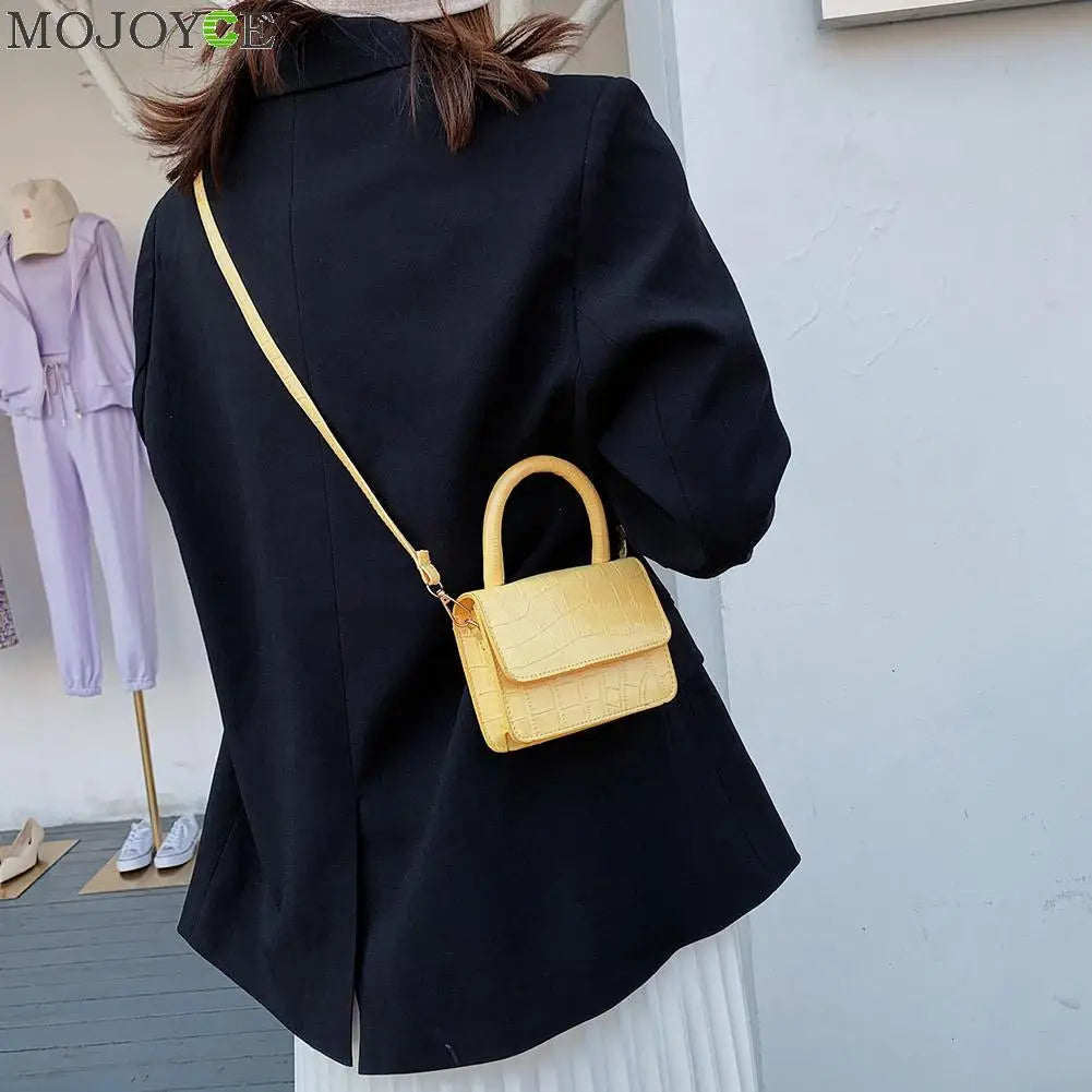 Lady Stone Pattern Mini Shoulder Handbag - Casual Tote Messenger Bag