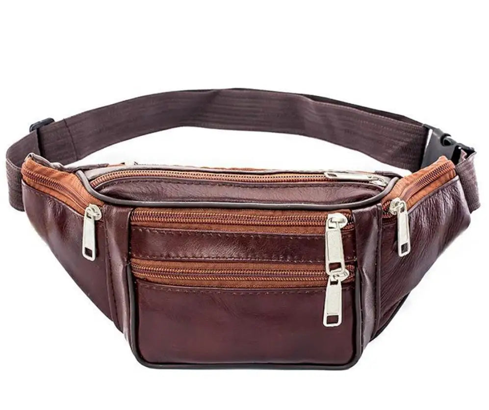PU Leather Nylon Belt Bag Coffee