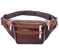 PU Leather Nylon Belt Bag Coffee