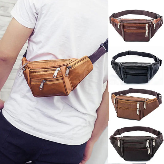 PU Leather Nylon Belt Bag Coffee