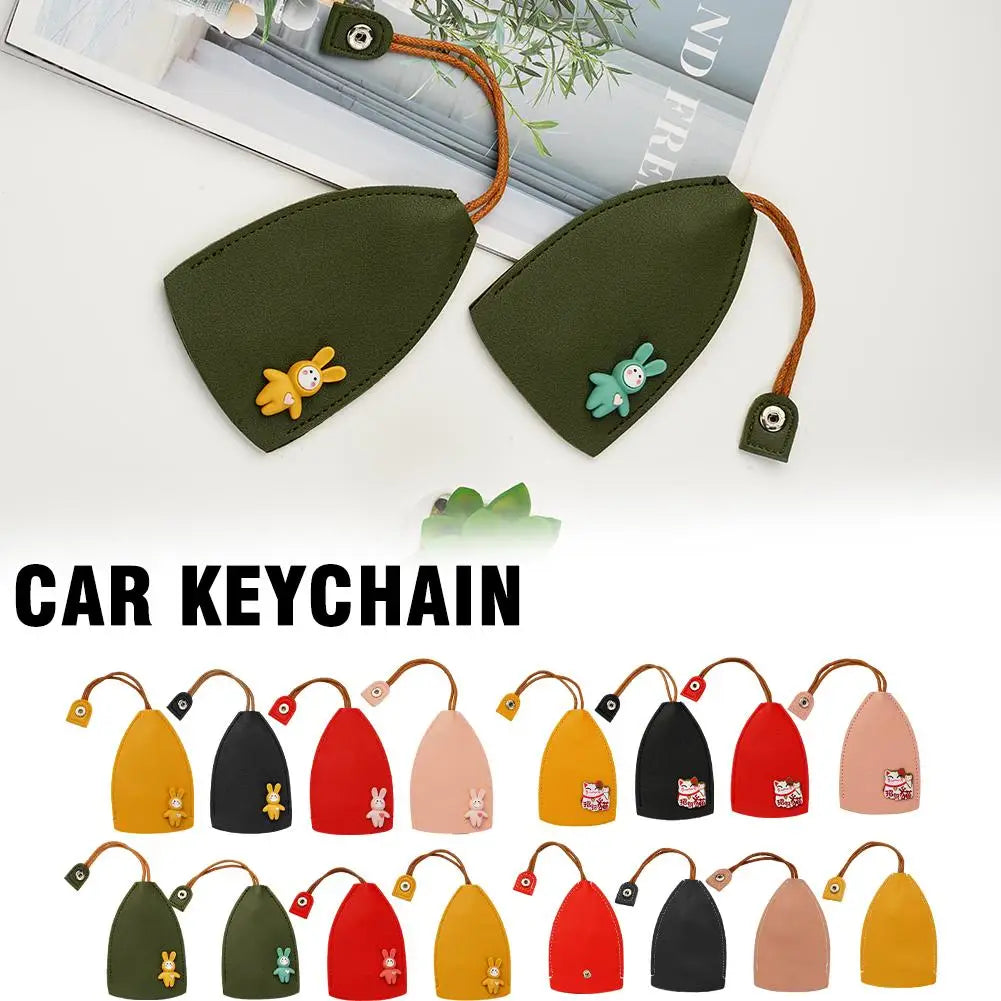 PU Leather Pull Out Key Case Rabbit Cat Pull Type Key Wallets Housekeepers Car K