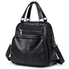 PU Leather Retro Casual Shoulders Bag Backpack For Women Solid Handbags
