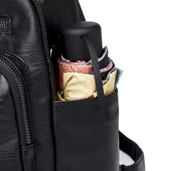 PU Leather Retro Casual Shoulders Bag Backpack For Women Solid Handbags