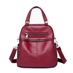 PU Leather Retro Casual Shoulders Bag Backpack For Women Solid Handbags