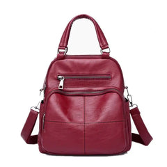 PU Leather Retro Casual Shoulders Bag Backpack For Women Solid Handbags