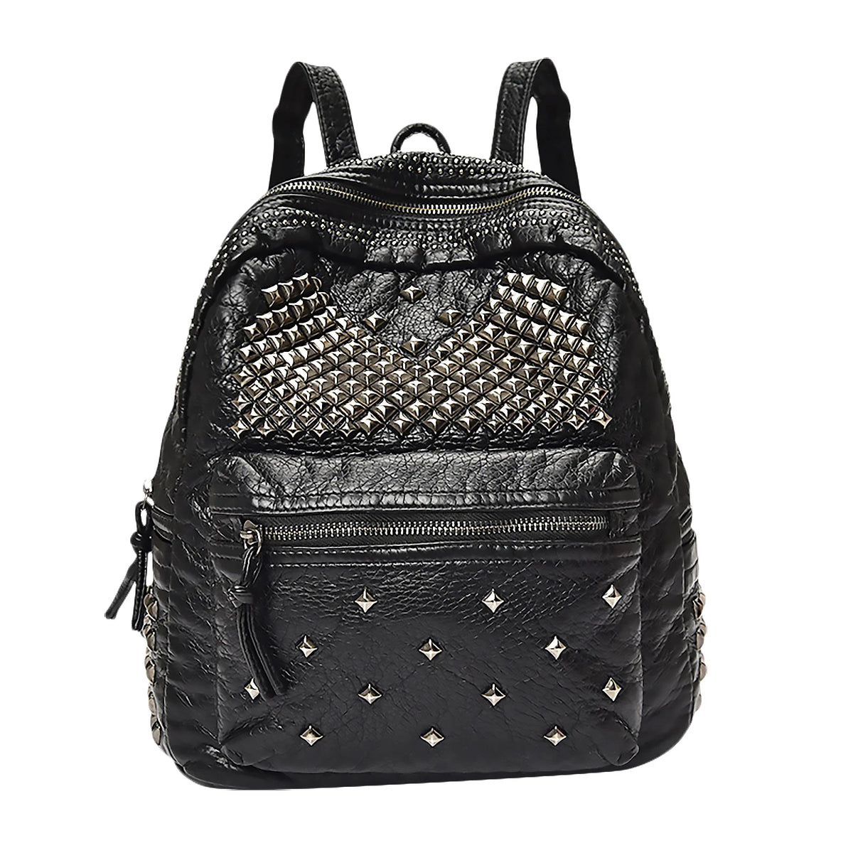 Rivet Studded PU Leather Backpack Top Handle Mini Casual Daypack