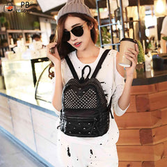 Rivet Studded Backpack Multi-pocket Top Handle Mini Casual Daypack