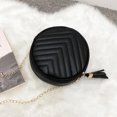 Women's PU Leather Shoulder Bag with Embroidery Thread Detail
