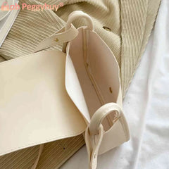 PU Leather Shoulder Bag Solid Flap Female Commute Bag Love Clasp Portable Soft