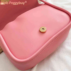 PU Leather Shoulder Bag Solid Flap Female Commute Bag Love Clasp Portable Soft
