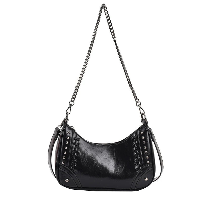 PU Leather Shoulder Bag Women's Handbags Chain Rivet Crossbody Bag