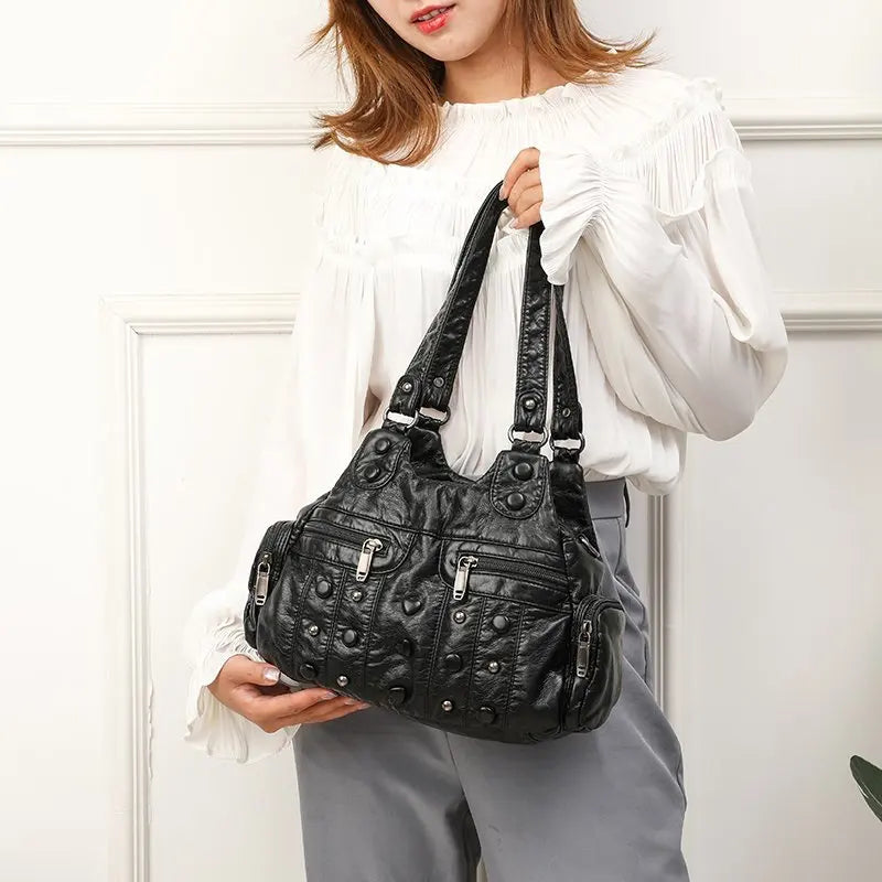 Vintage Rivet Shoulder Bag for Women Hobos