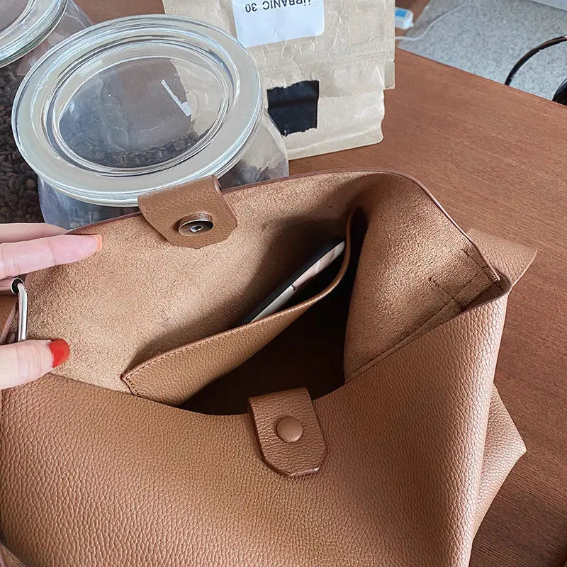 PU Leather Shoulder Bags Women Adjustable All-match Handbags Soft Retro Tote