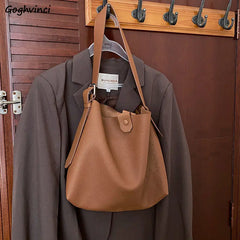 PU Leather Shoulder Bags Women Adjustable All-match Handbags Soft Retro Tote