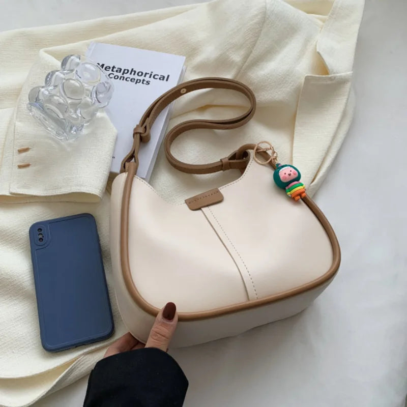 PU Leather Shoulder Bags Women Crossbody Bucket Bag Large Capacity