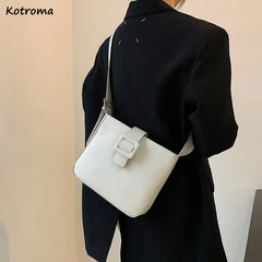 PU Leather Shoulder Bags Women Solid Tender Wide Strap Cross Body Square Bag