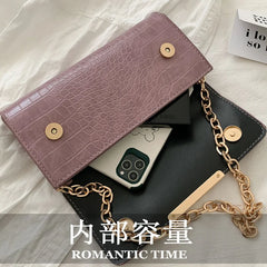 PU Leather Shoulder Bags Women Texture All-match Square Bag Style Chains Underar