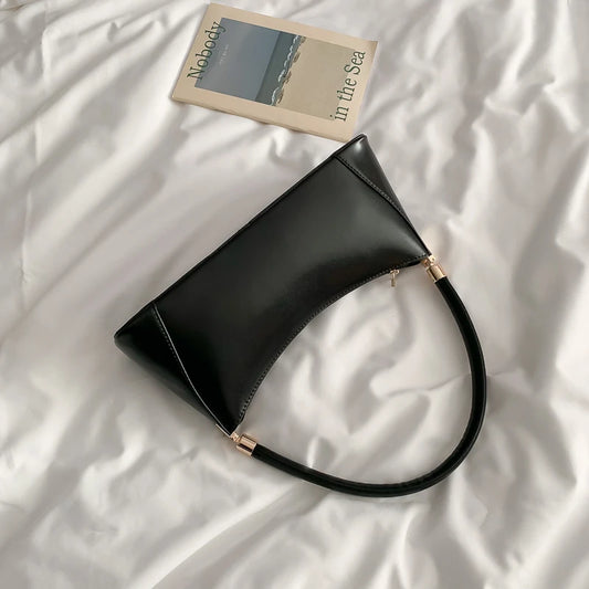 PU Leather Shoulder Bags Women Texture Zipper Underarm Handbags Vinta