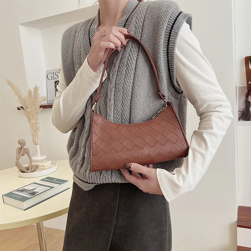 Rhombus Pattern PU Leather Shoulder Bags for Women