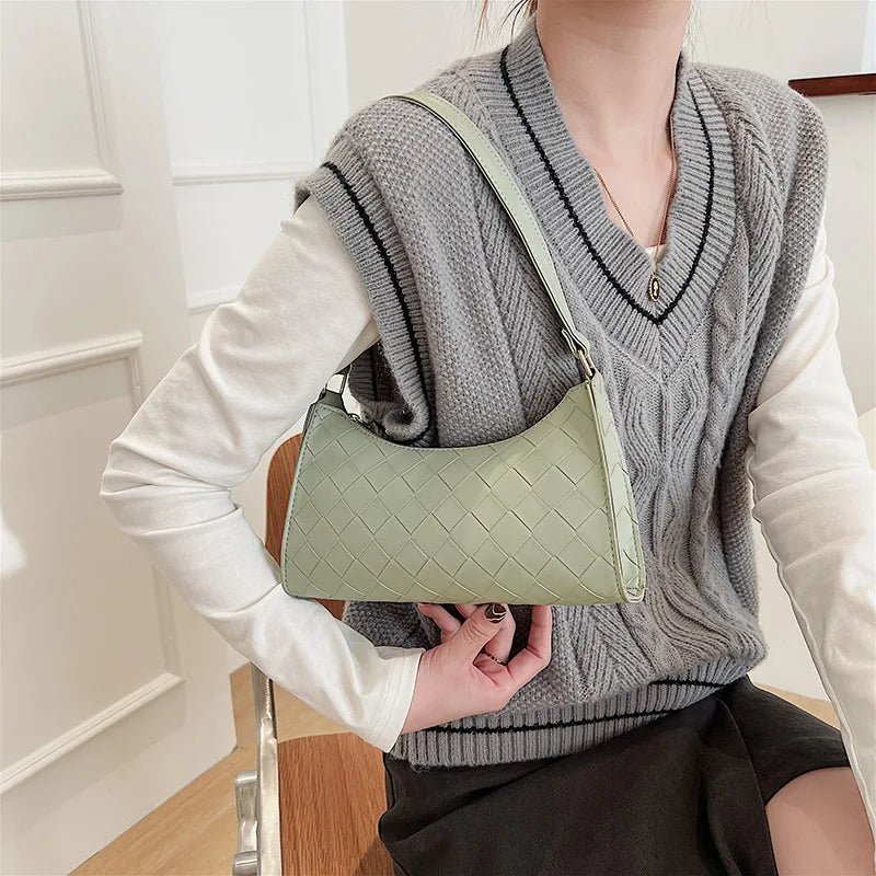 Rhombus Pattern PU Leather Shoulder Bags for Women