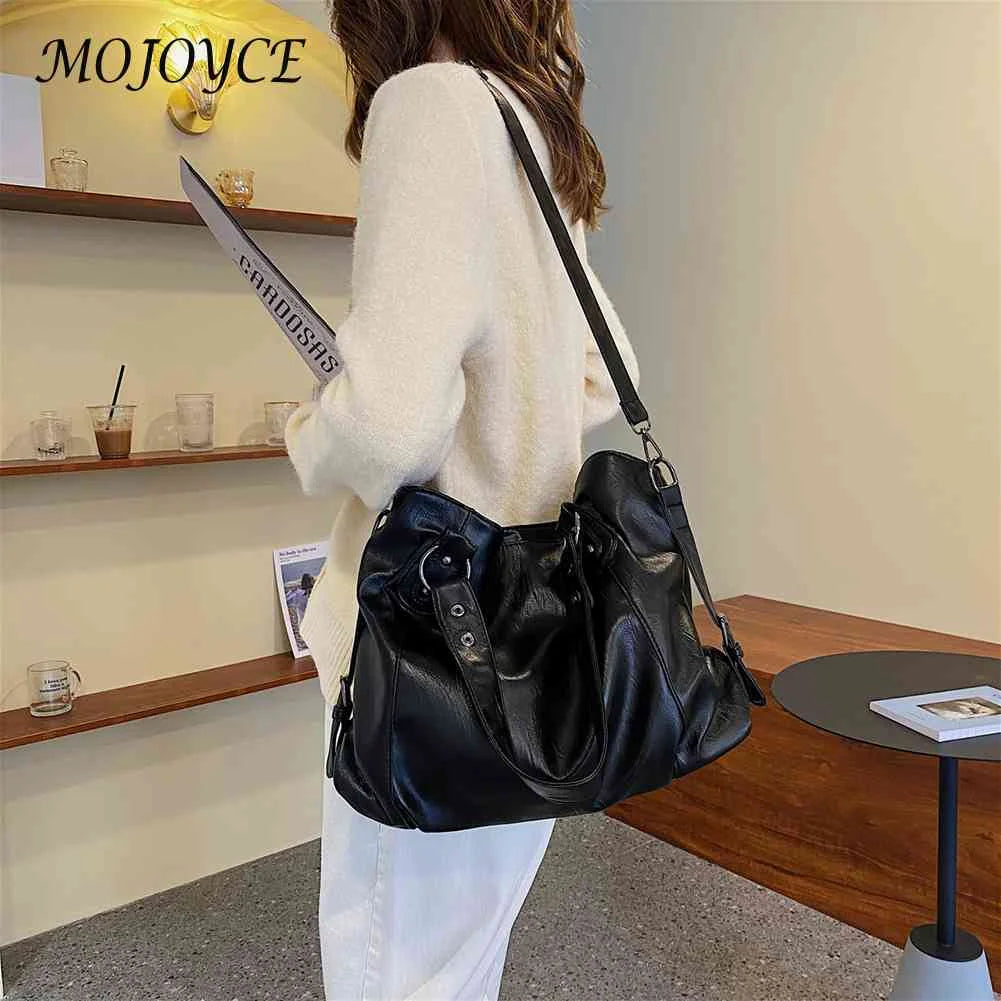 Big Size PU Leather Crossbody Bag Retro Solid Female Travel Tote