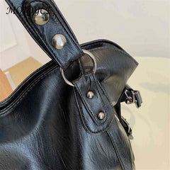 Big Size PU Leather Crossbody Bag Retro Solid Female Travel Tote