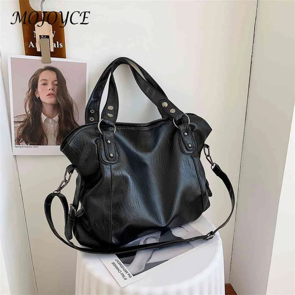 Big Size PU Leather Crossbody Bag Retro Solid Female Travel Tote
