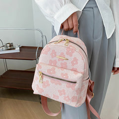 PU Leather Shoulder Mini Small Backpack Flower Print Ladies School Backpack Bag