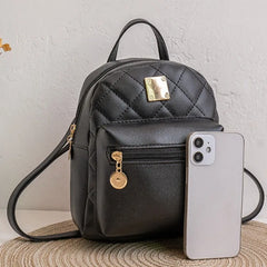 PU Leather Shoulder Mini Small Backpack Multi-Function Ladies Phone Pouch Pack