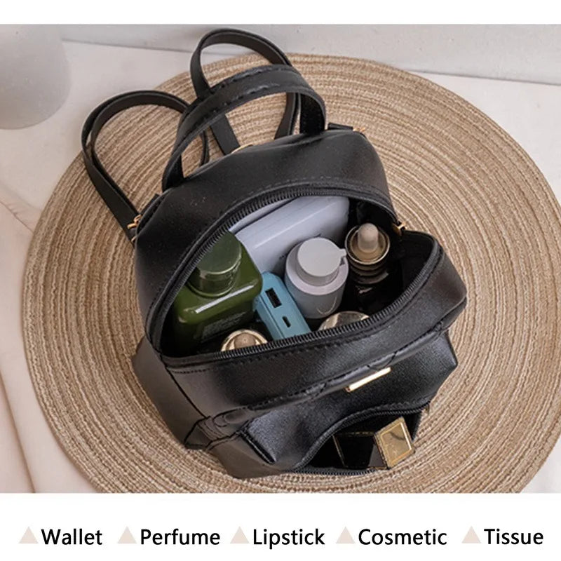 PU Leather Shoulder Mini Small Backpack Multi-Function Ladies Phone Pouch Pack