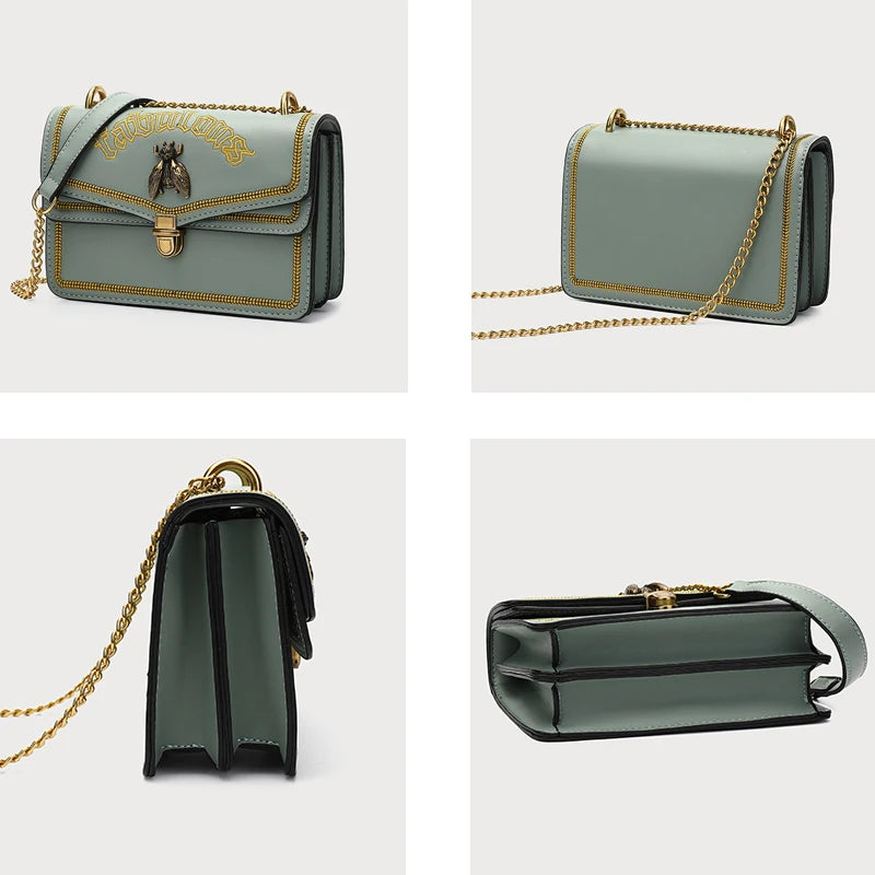 PU Leather Small Shoulder Bag For Women Chain Lock Messenger Bag