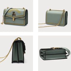 PU Leather Small Shoulder Bag For Women Chain Lock Messenger Bag
